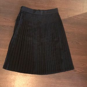 Black, pleated midi skirt